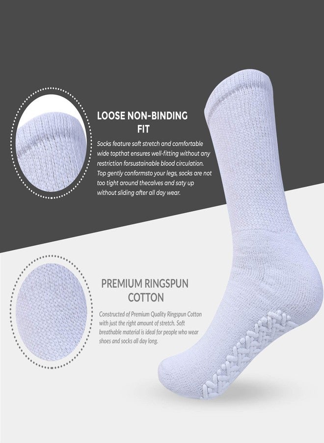 Diamond Star Anti Skid Socks Non Slip Non Binding With Grips Hospital Diabetic Crew Socks For Men Women (12 Pack White, Big & Tall Men 13-15 Shoe Size 9-14) - Image 4